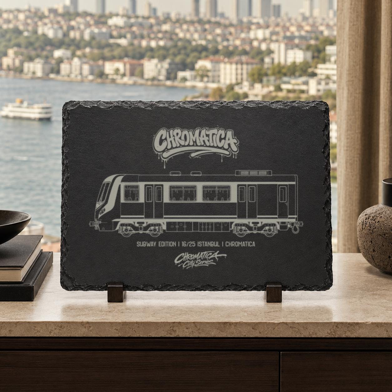 Istanbul Metro Slate Art, Laser-Engraved Train Plaque, Limited City Series Edition