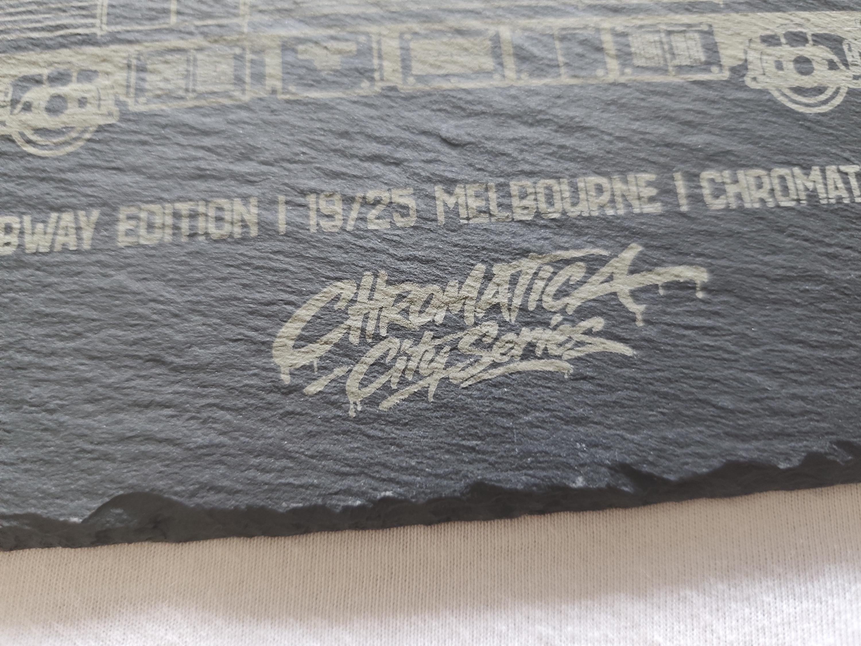 Melbourne Metropolitan Train Slate Art, Laser-Engraved Limited City Series Edition
