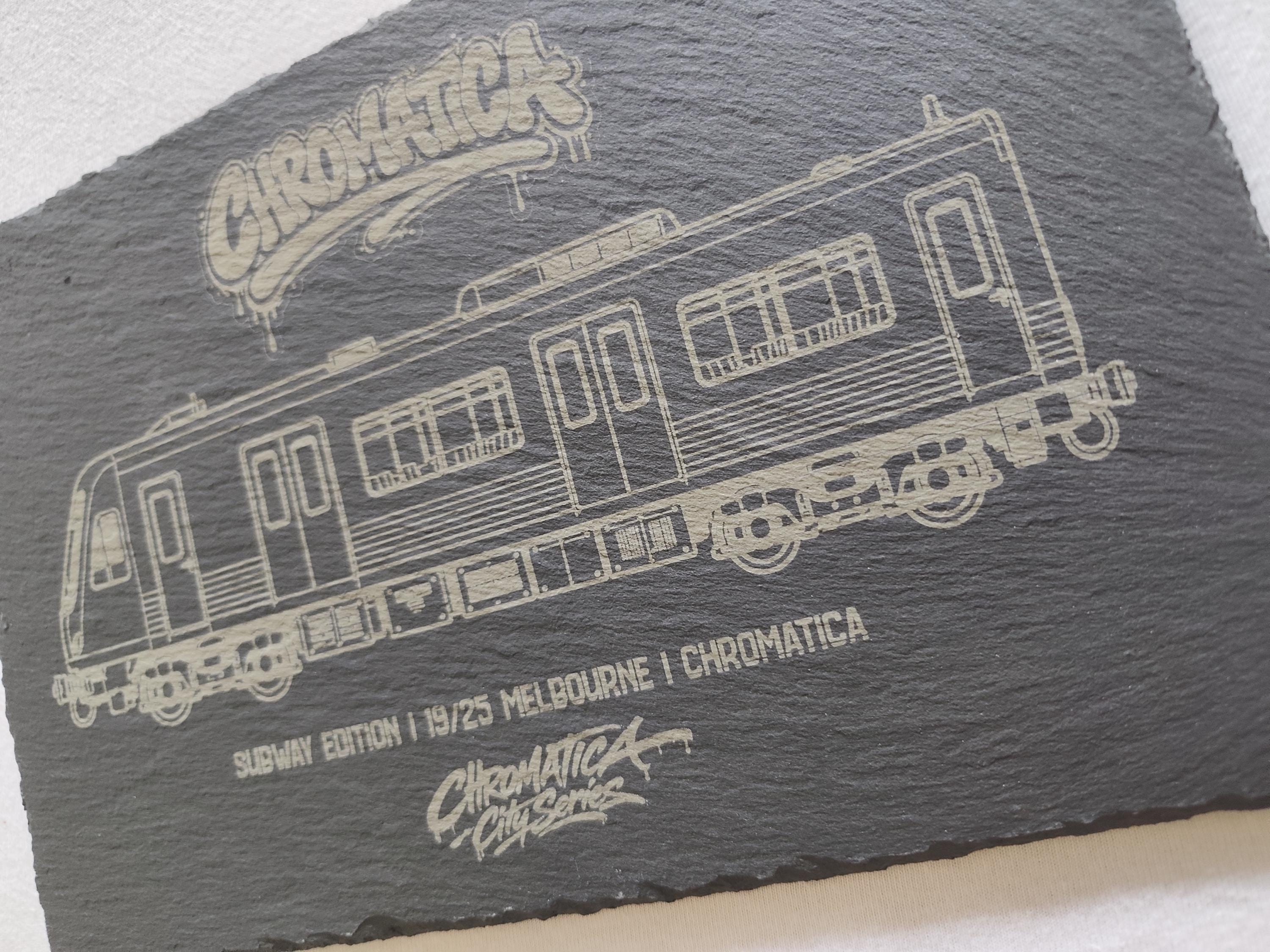 Melbourne Metropolitan Train Slate Art, Laser-Engraved Limited City Series Edition