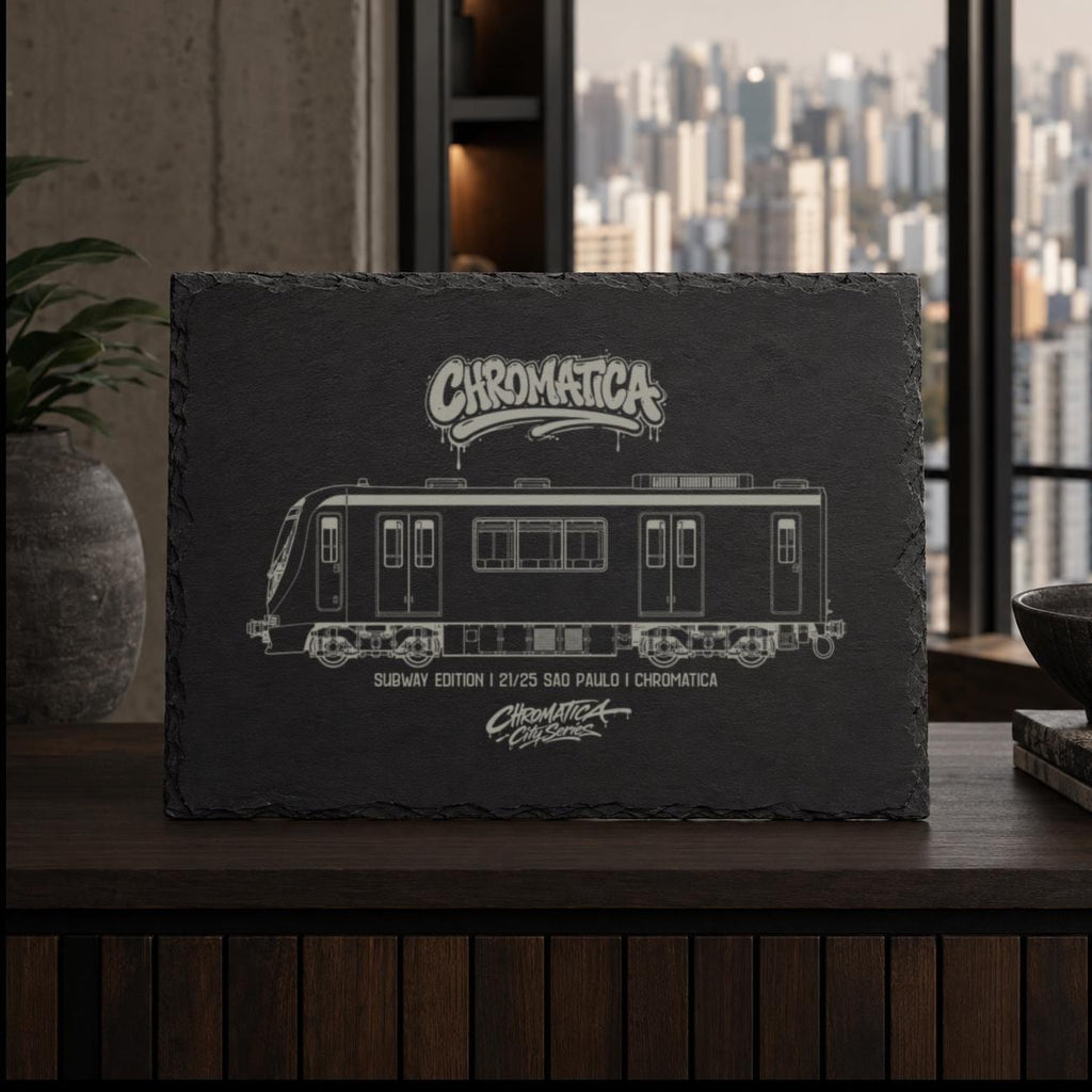 São Paulo Metrô Slate Art, Laser-Engraved Train Plaque, Limited City Series Edition