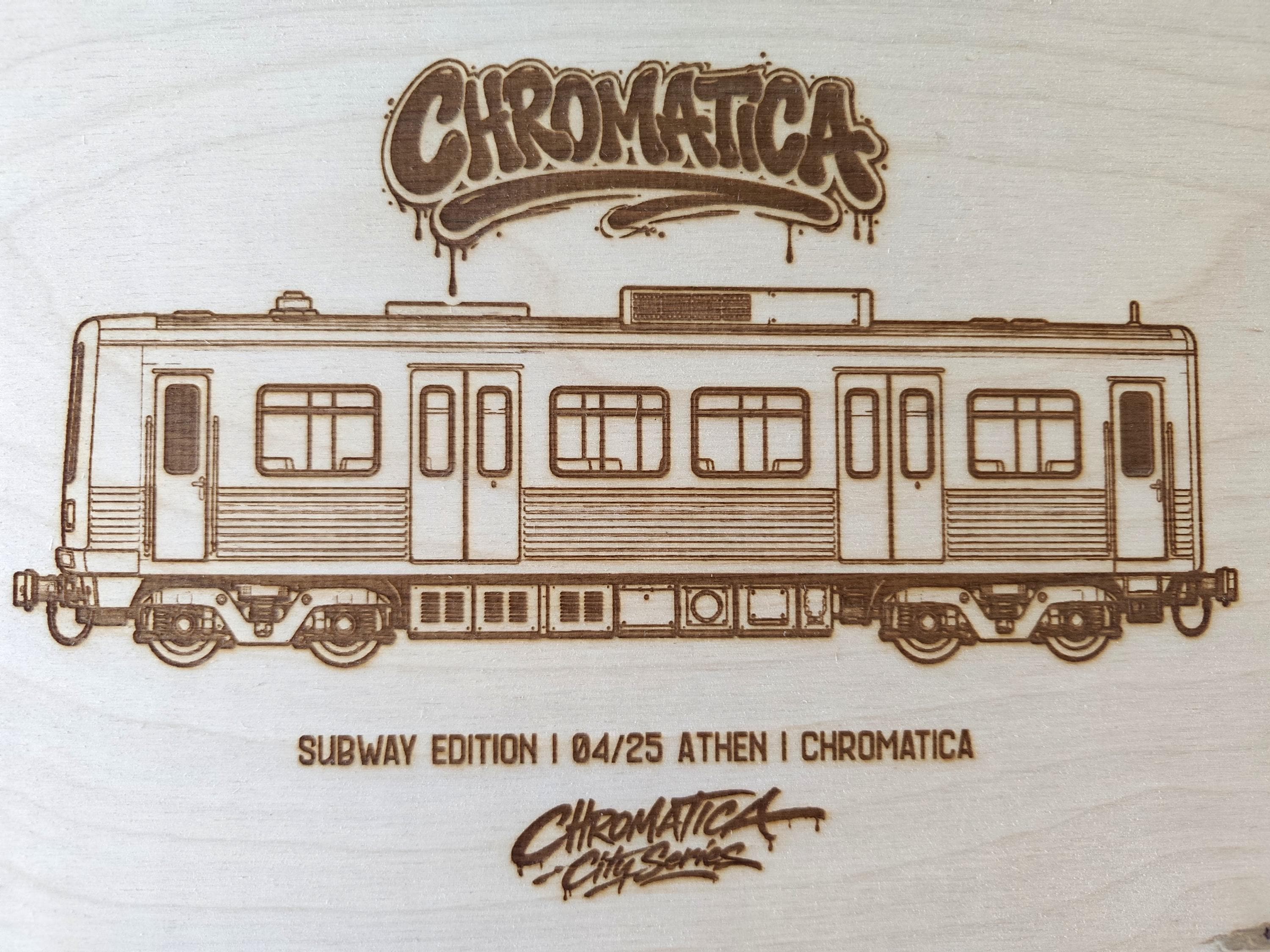 Athens Graffiti Train Template on Birch Wood, Engraved A4 Art Board, Limited Collector Edition with Certificate