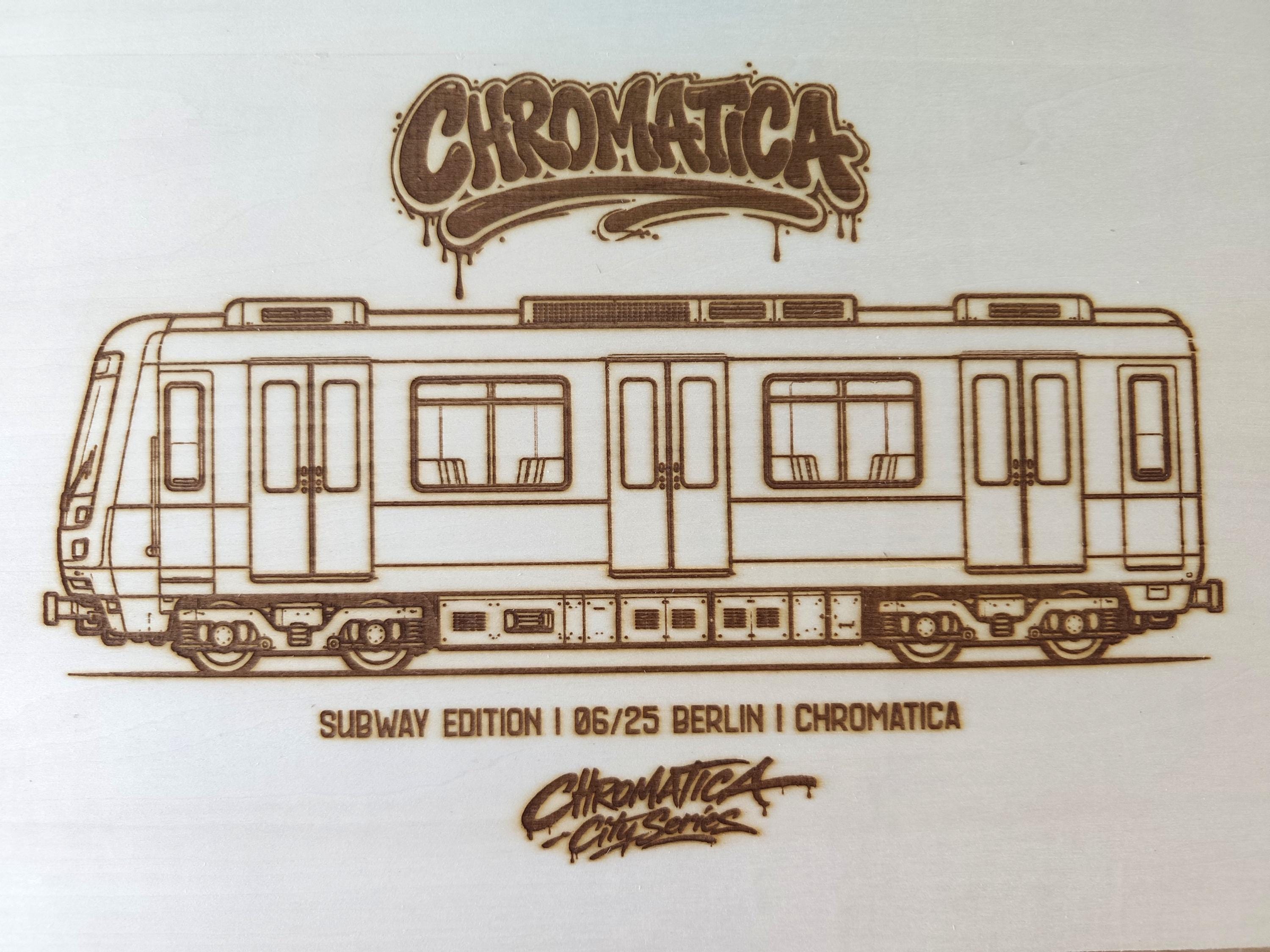 Berlin Graffiti Train Template on Birch Wood, Engraved A4 Art Board, Limited Collector Edition with Certificate