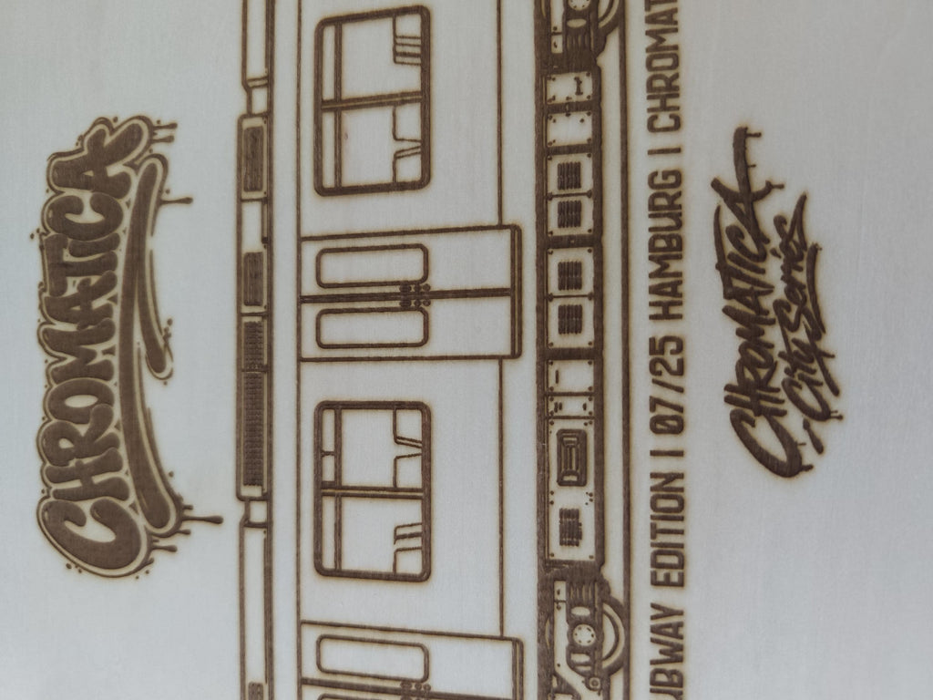 Hamburg Graffiti Train Template on Birch Wood, Engraved A4 Art Board, Limited Collector Edition with Certificate