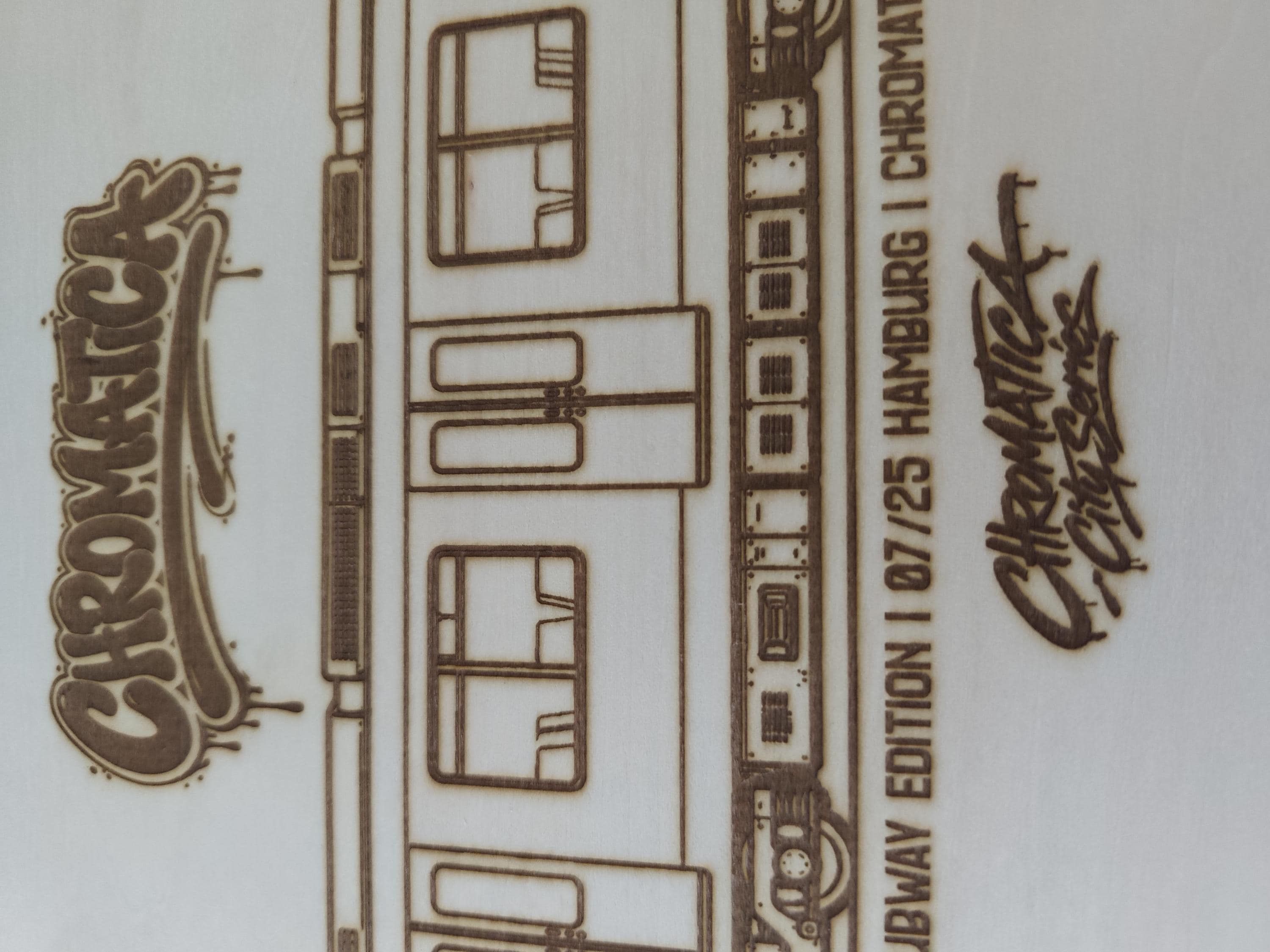 Hamburg Graffiti Train Template on Birch Wood, Engraved A4 Art Board, Limited Collector Edition with Certificate