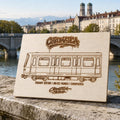 Munich Graffiti Train Template on Birch Wood, Engraved A4 Art Board, Limited Collector Edition with Certificate