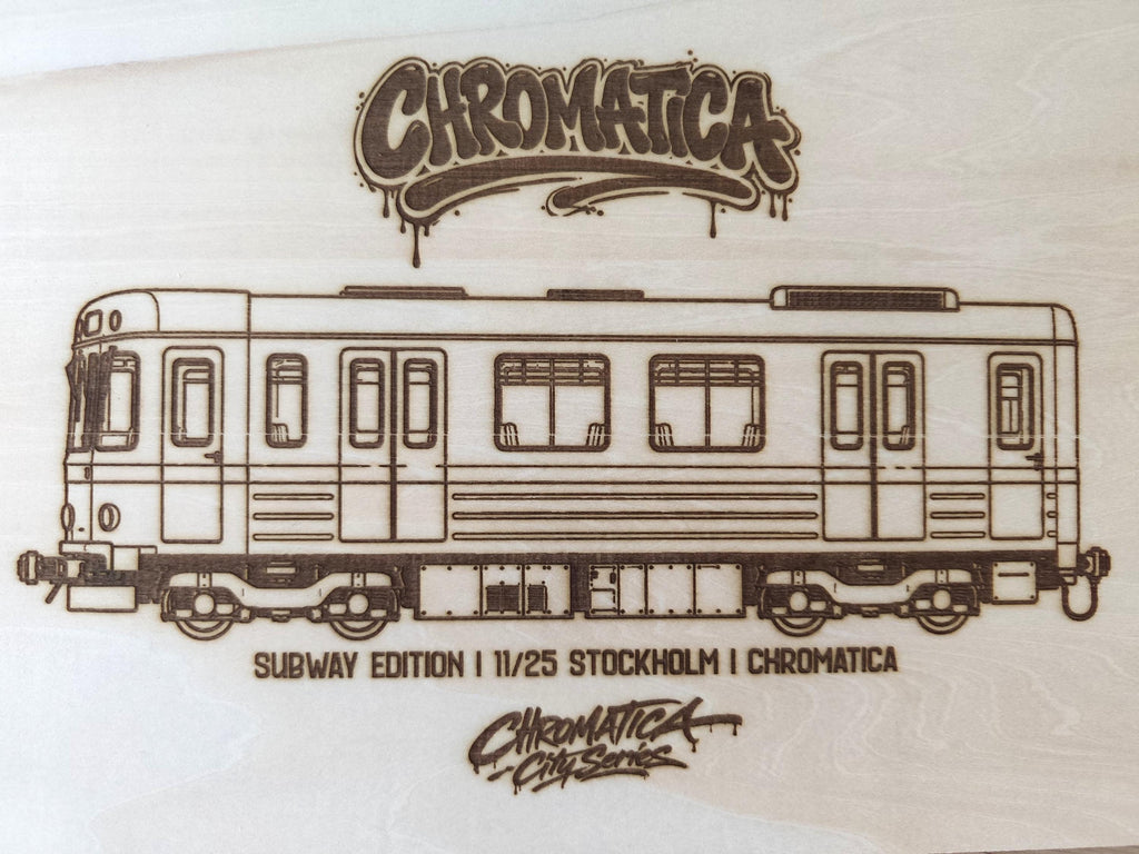 Stockholm Graffiti Train Template on Birch Wood, Engraved A4 Art Board, Limited Collector Edition with Certificate