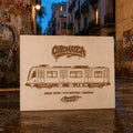 Barcelona Graffiti Train Template on Birch Wood, Engraved A4 Art Board, Limited Collector Edition with Certificate