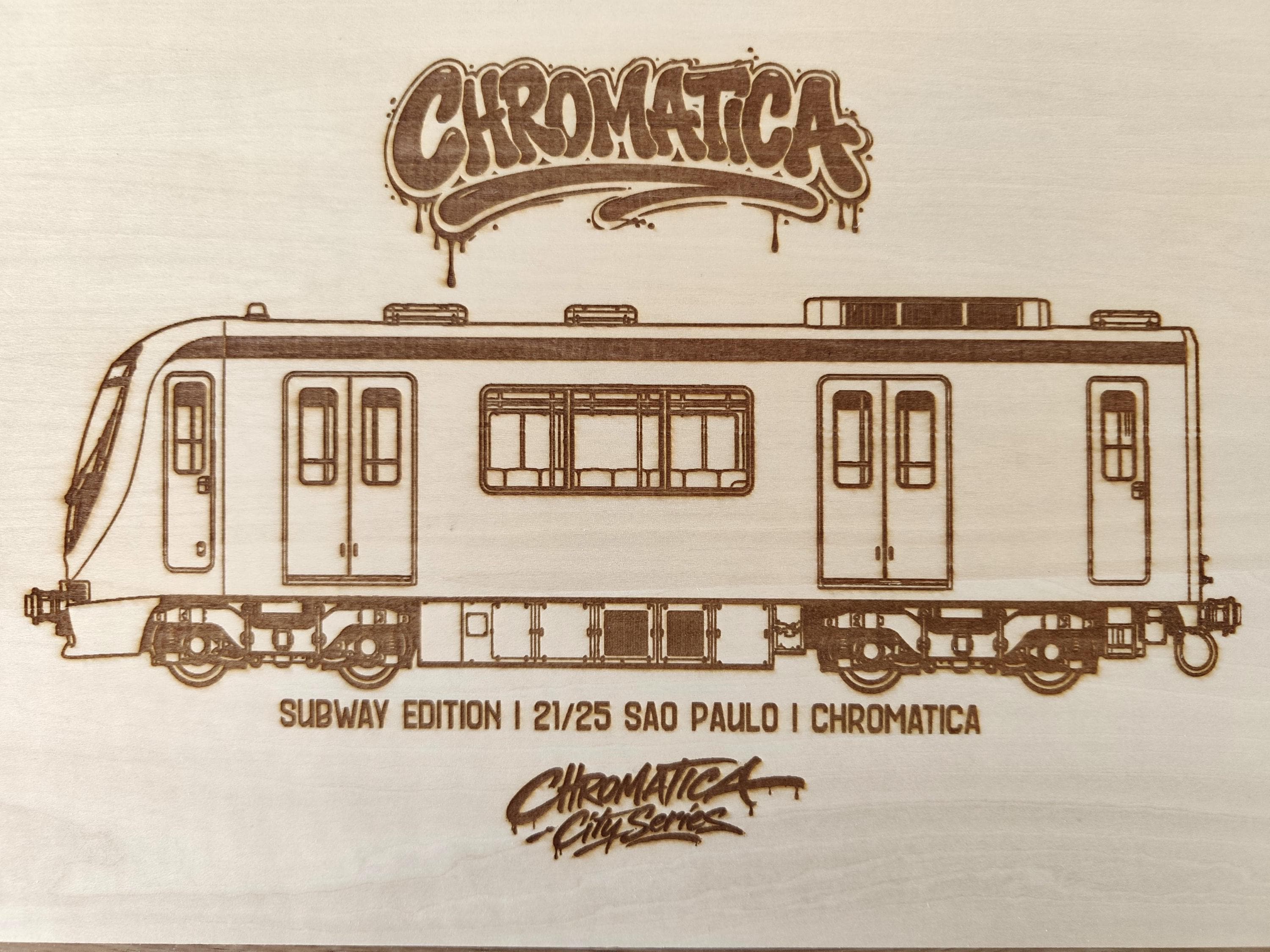 São Paulo Graffiti Train Template on Birch Wood, Engraved A4 Art Board, Limited Collector Edition with Certificate
