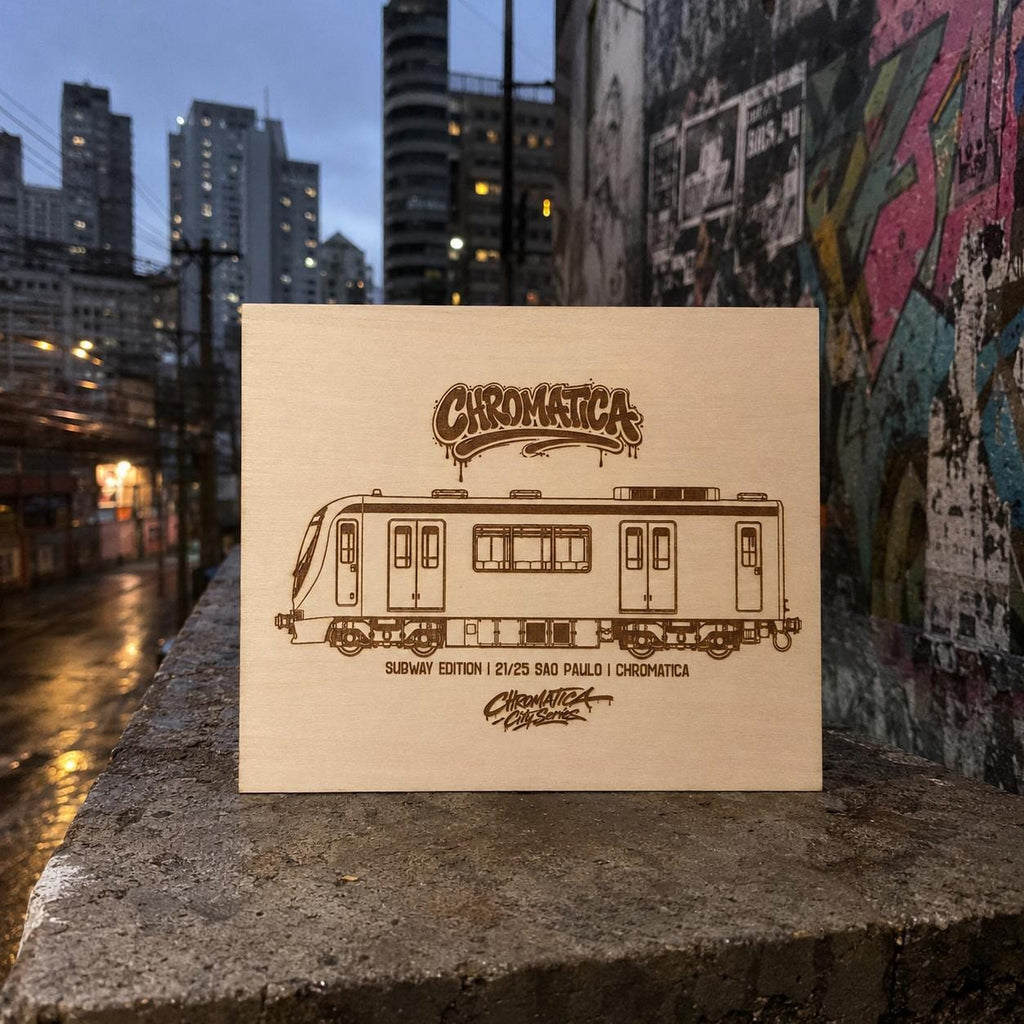 São Paulo Graffiti Train Template on Birch Wood, Engraved A4 Art Board, Limited Collector Edition with Certificate