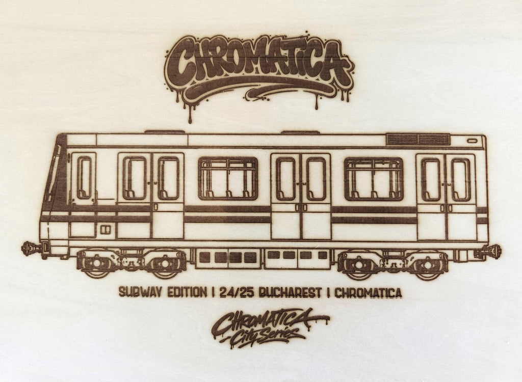 Bucharest Graffiti Train Template on Birch Wood, Engraved A4 Art Board, Limited Collector Edition with Certificate