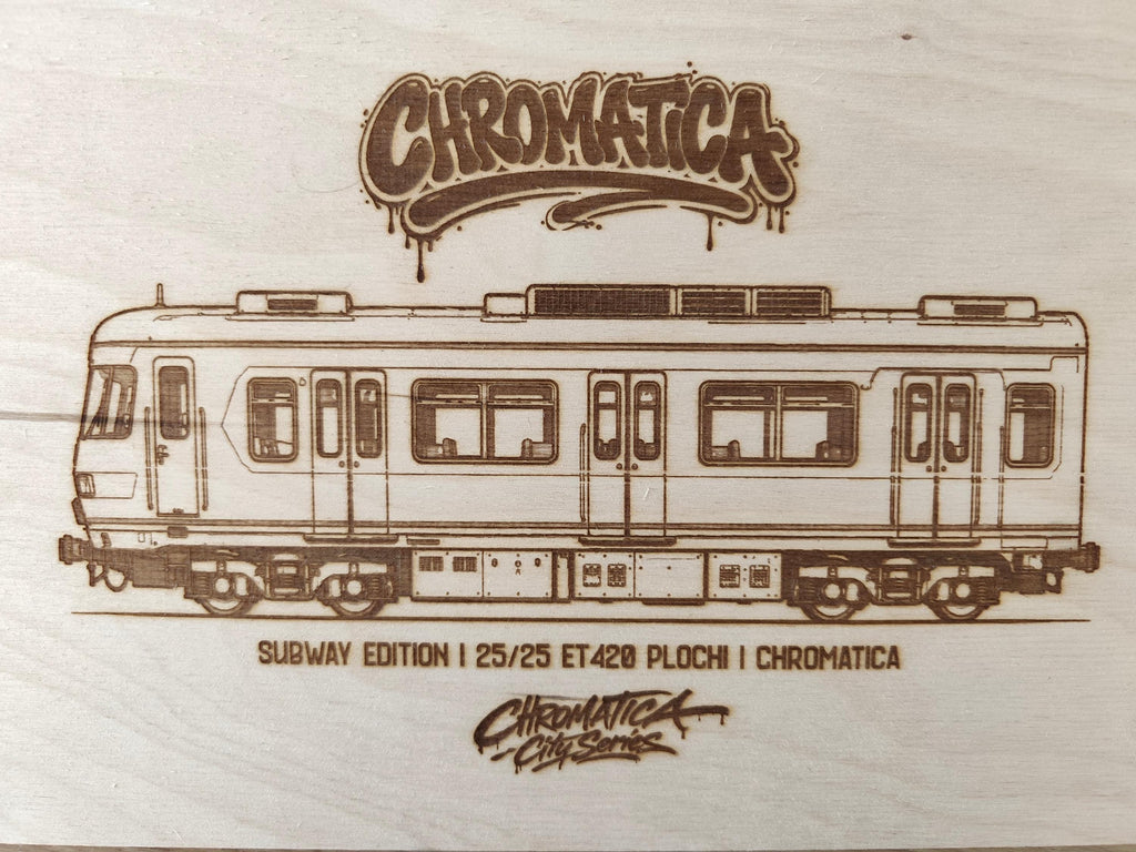 ET420 Plochi Graffiti Train Template on Birch Wood, Engraved A4 Art Board, Limited German Collector Edition with Certificate
