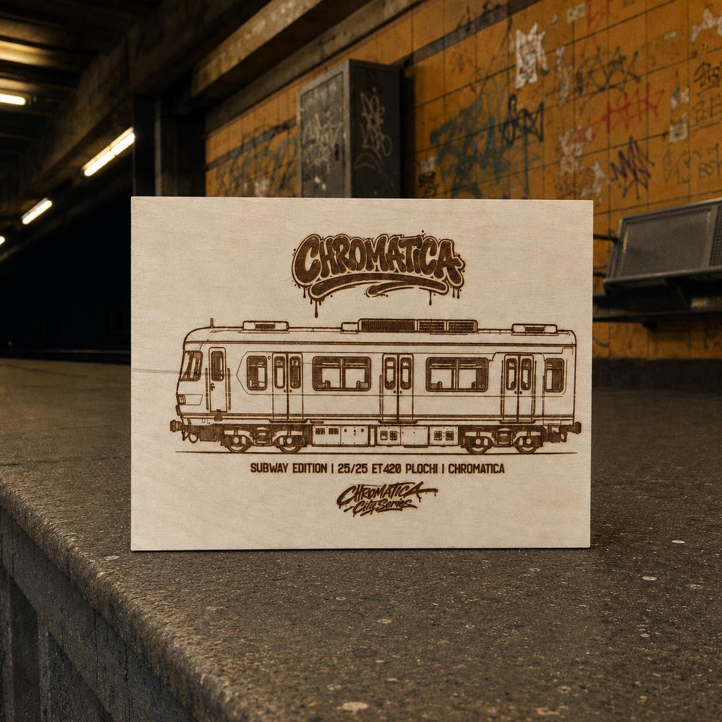 ET420 Plochi Graffiti Train Template on Birch Wood, Engraved A4 Art Board, Limited German Collector Edition with Certificate