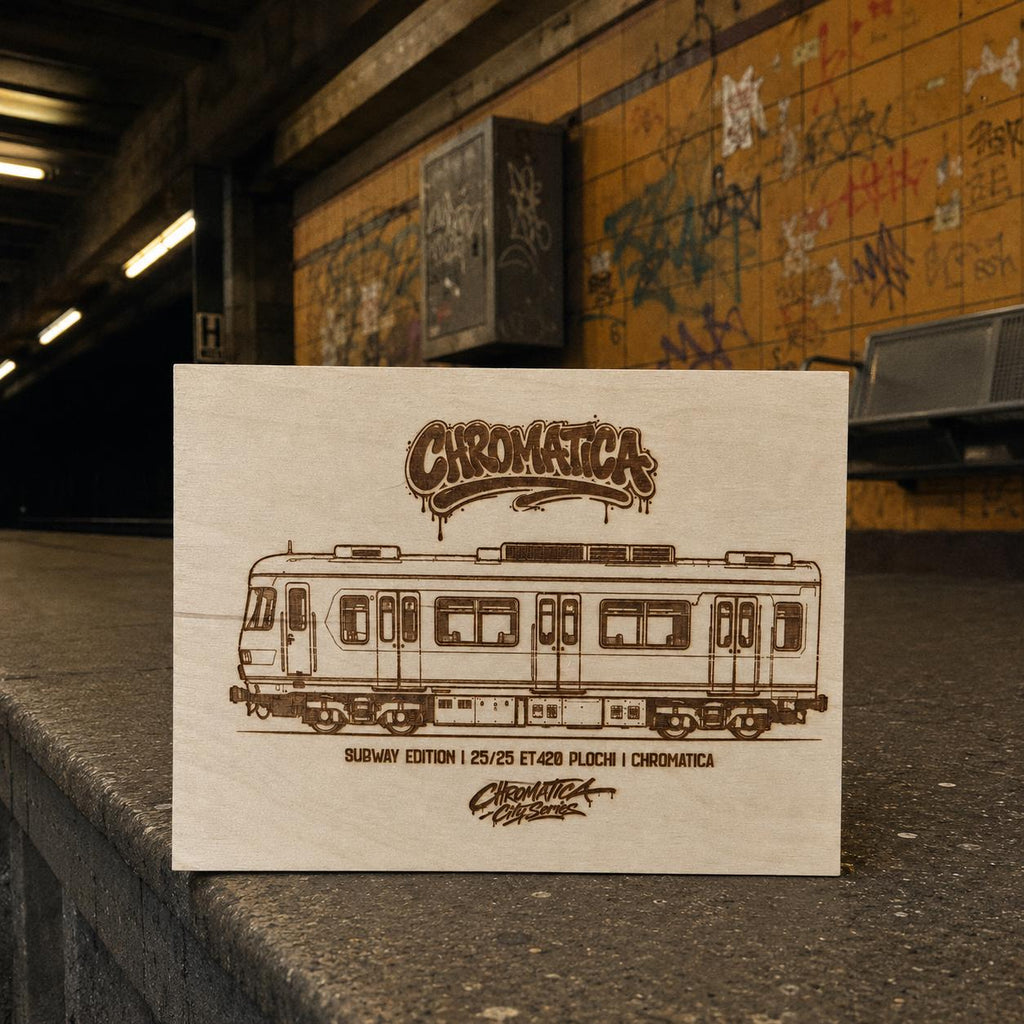 ET420 Plochi Graffiti Train Template on Birch Wood, Engraved A4 Art Board, Limited German Collector Edition with Certificate
