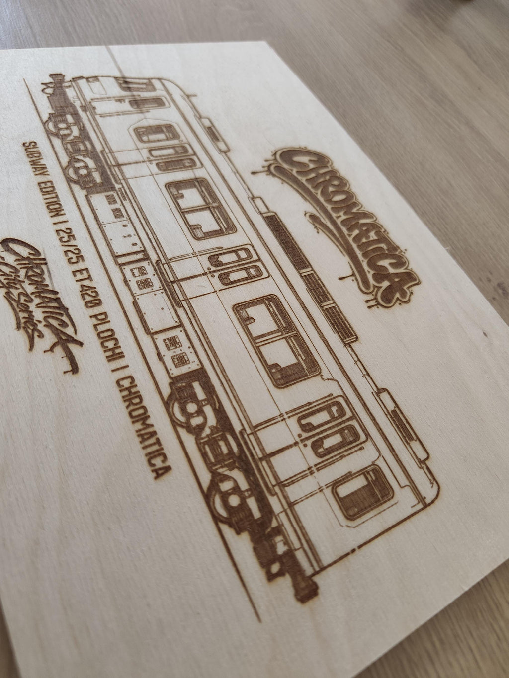 ET420 Plochi Graffiti Train Template on Birch Wood, Engraved A4 Art Board, Limited German Collector Edition with Certificate