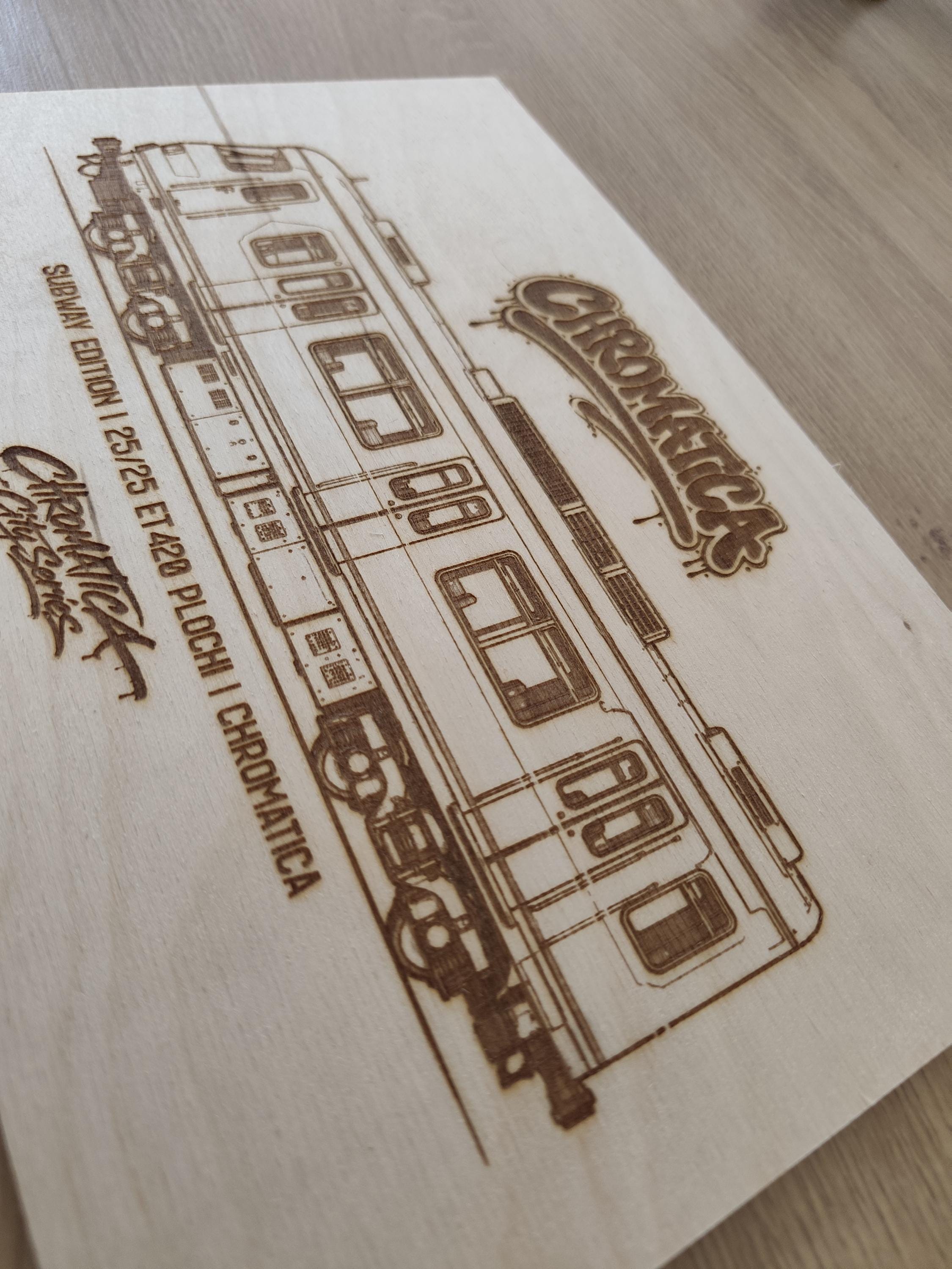 ET420 Plochi Graffiti Train Template on Birch Wood, Engraved A4 Art Board, Limited German Collector Edition with Certificate