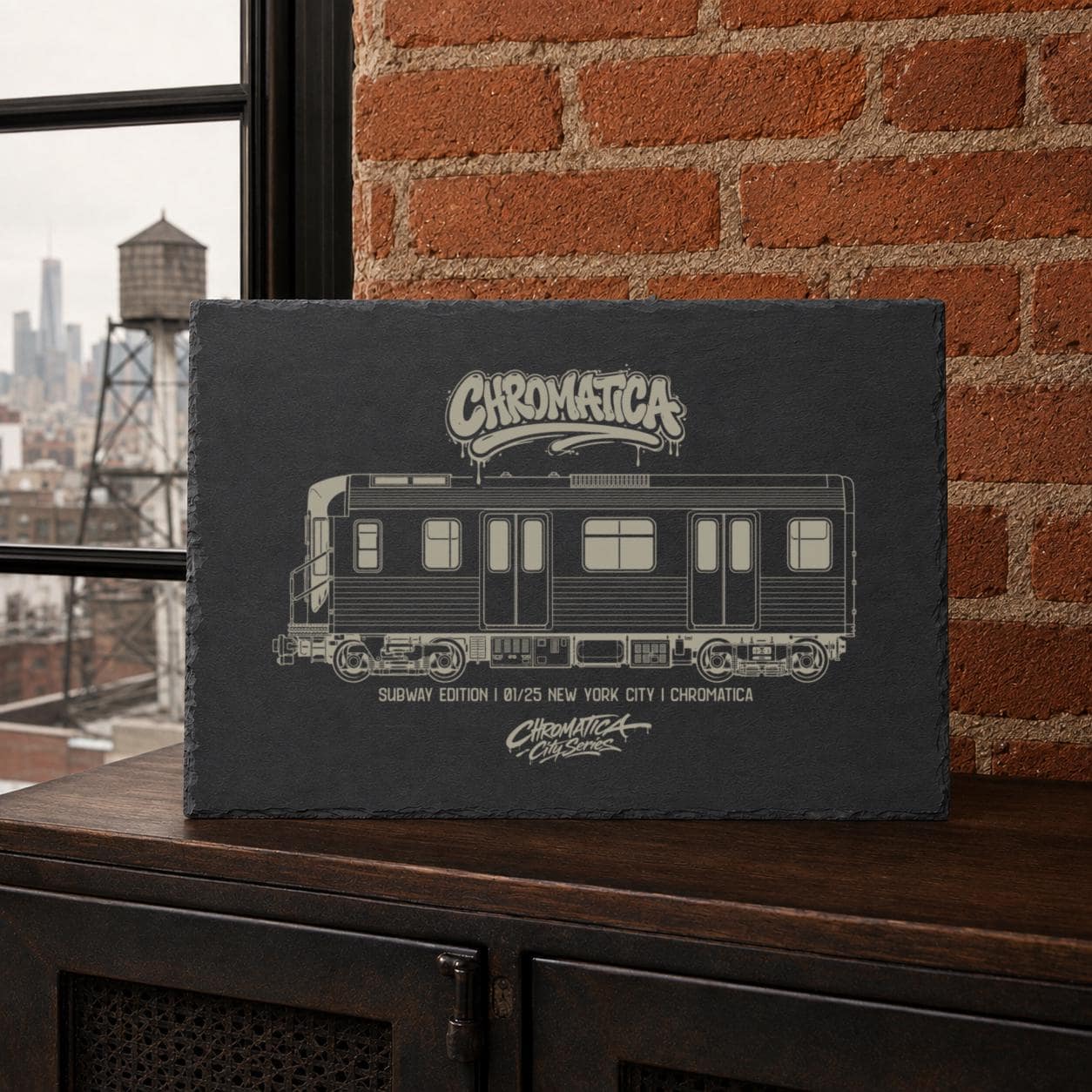 New York City Subway Slate Art, Laser-Engraved Plaque, Limited City Series Edition