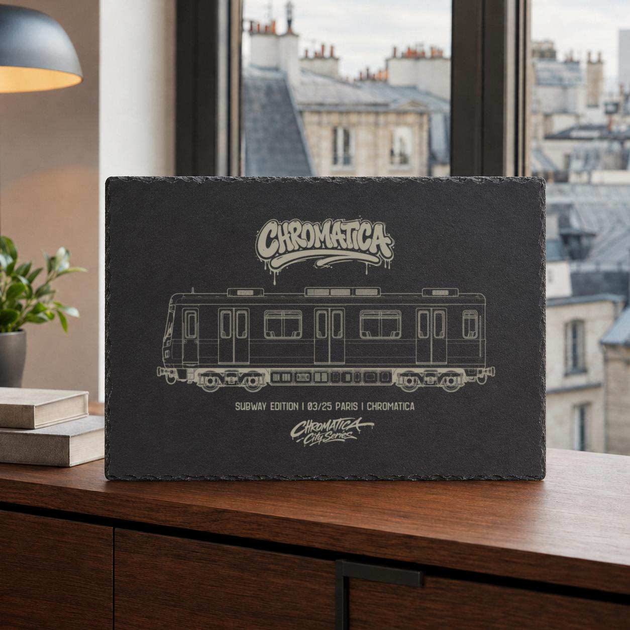 Paris Metro Slate Art, Laser-Engraved Plaque, Limited City Series Edition