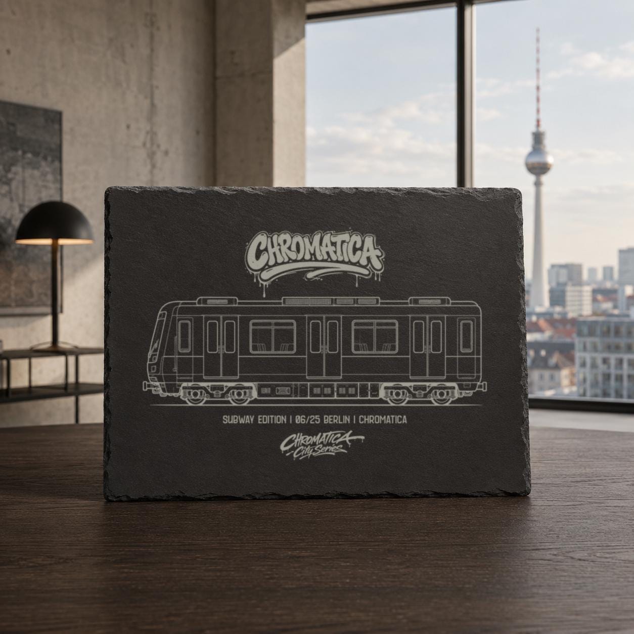 Berlin Subway Slate Art, Laser-Engraved Plaque, Limited City Series Edition