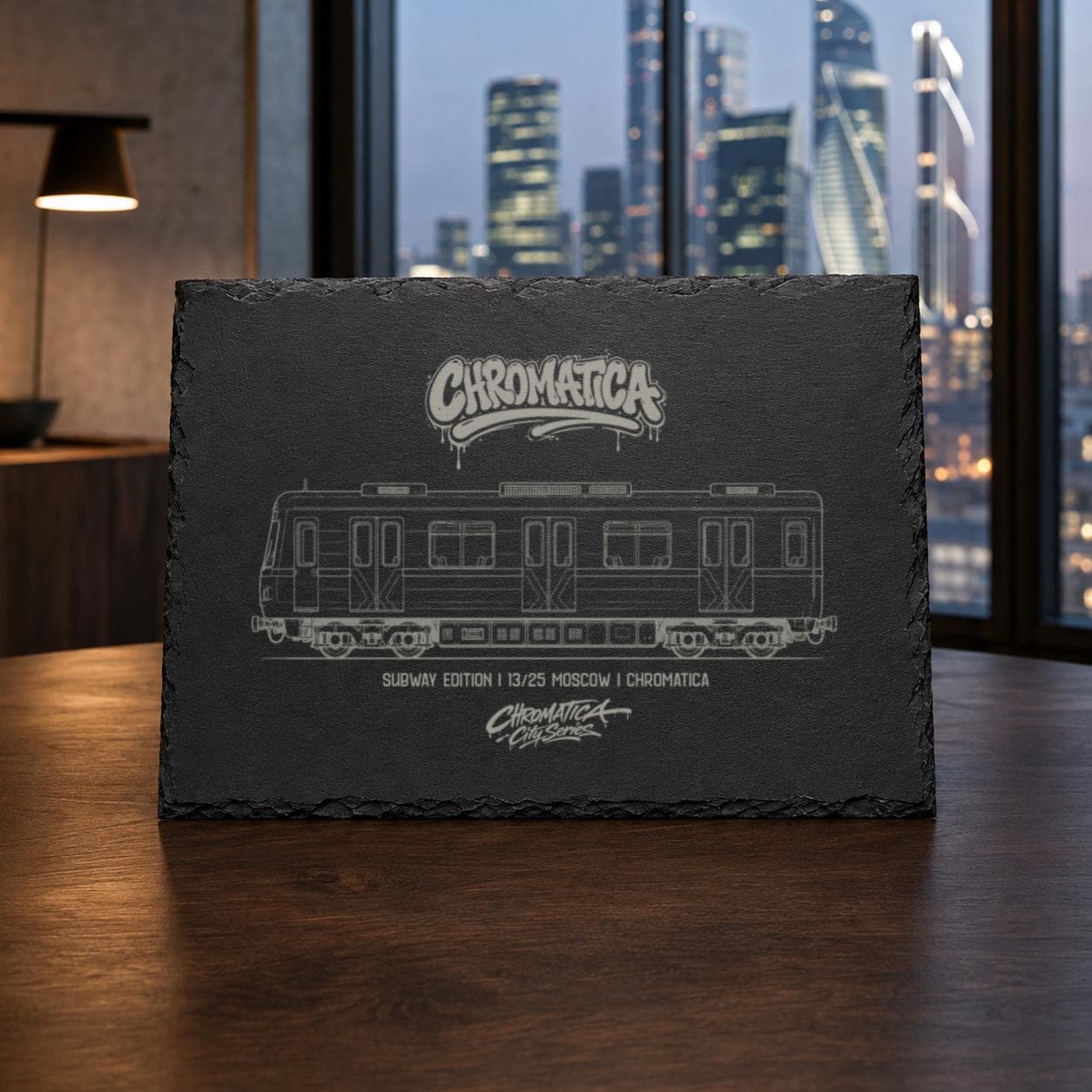 Moscow Metro Slate Art, Laser-Engraved Train Plaque, Limited City Series Edition