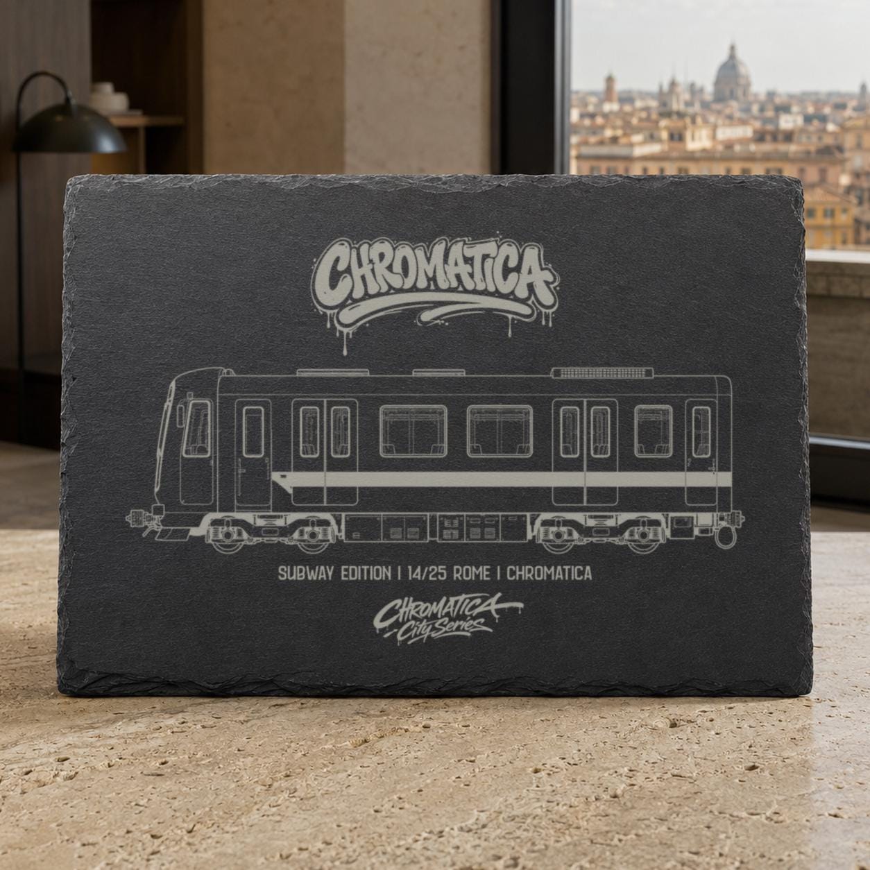 Rome Metro Slate Art, Laser-Engraved Train Plaque, Limited City Series Edition
