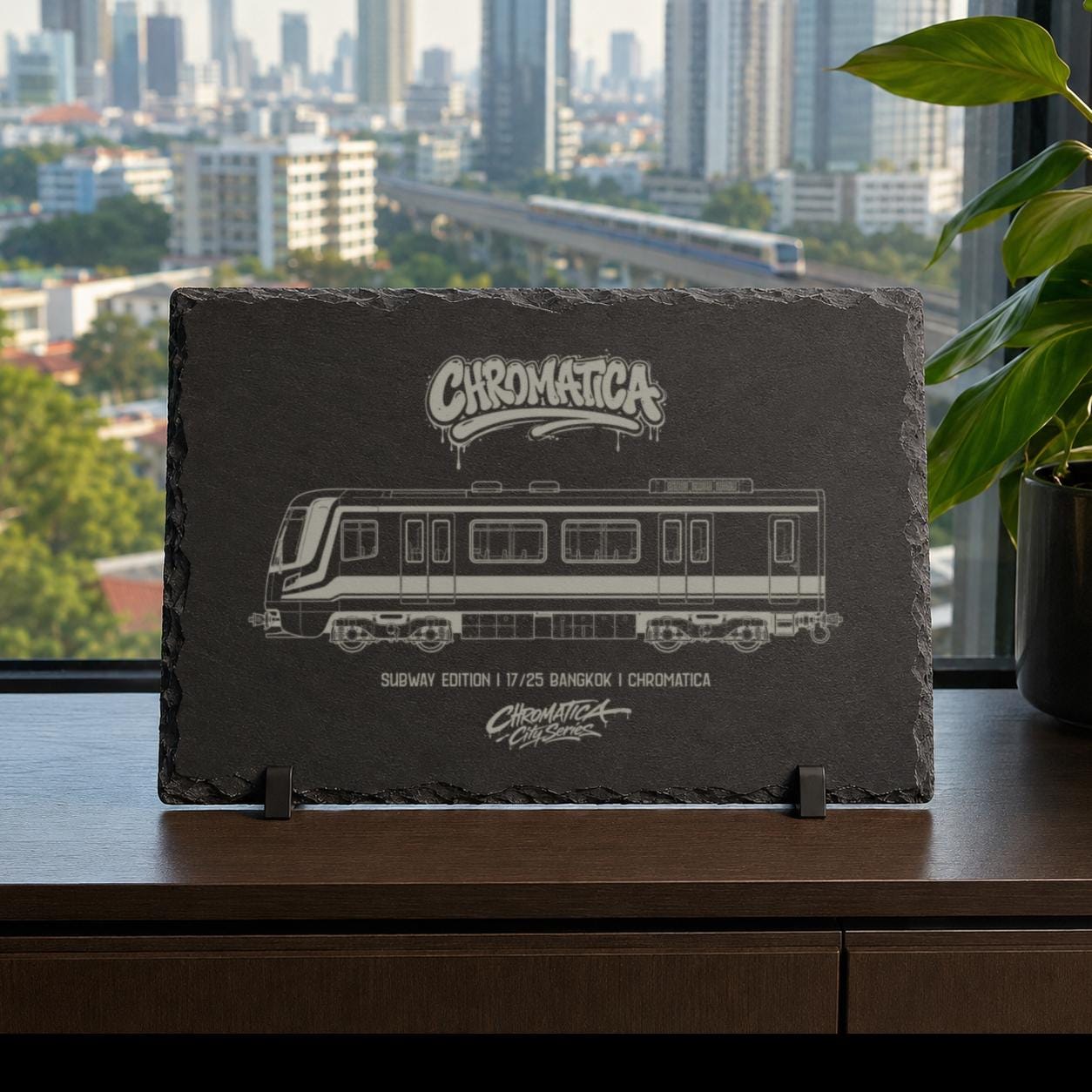 Bangkok BTS Skytrain Slate Art, Laser-Engraved Train Plaque, Limited City Series Edition