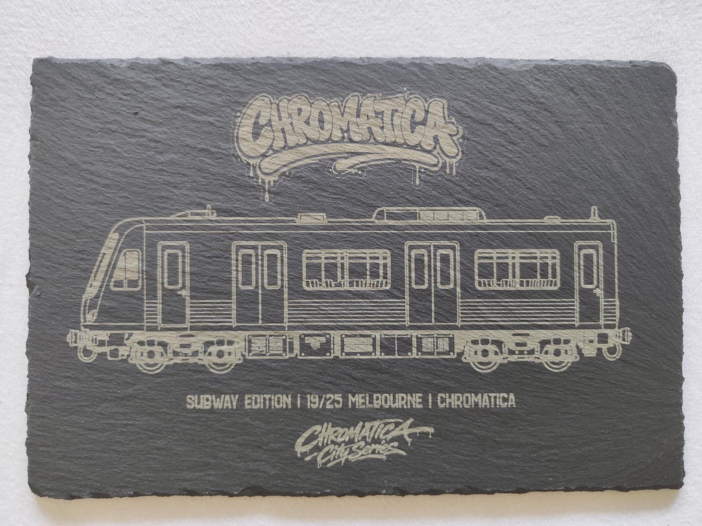 Melbourne Metropolitan Train Slate Art, Laser-Engraved Limited City Series Edition