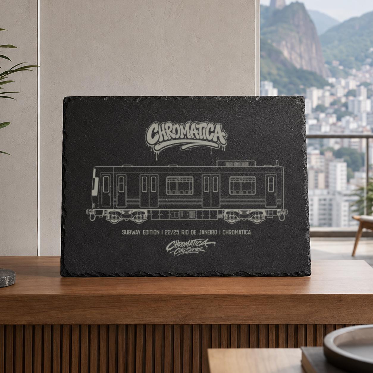 Rio de Janeiro Metro Slate Art, Laser-Engraved Train Plaque, Limited City Series Edition