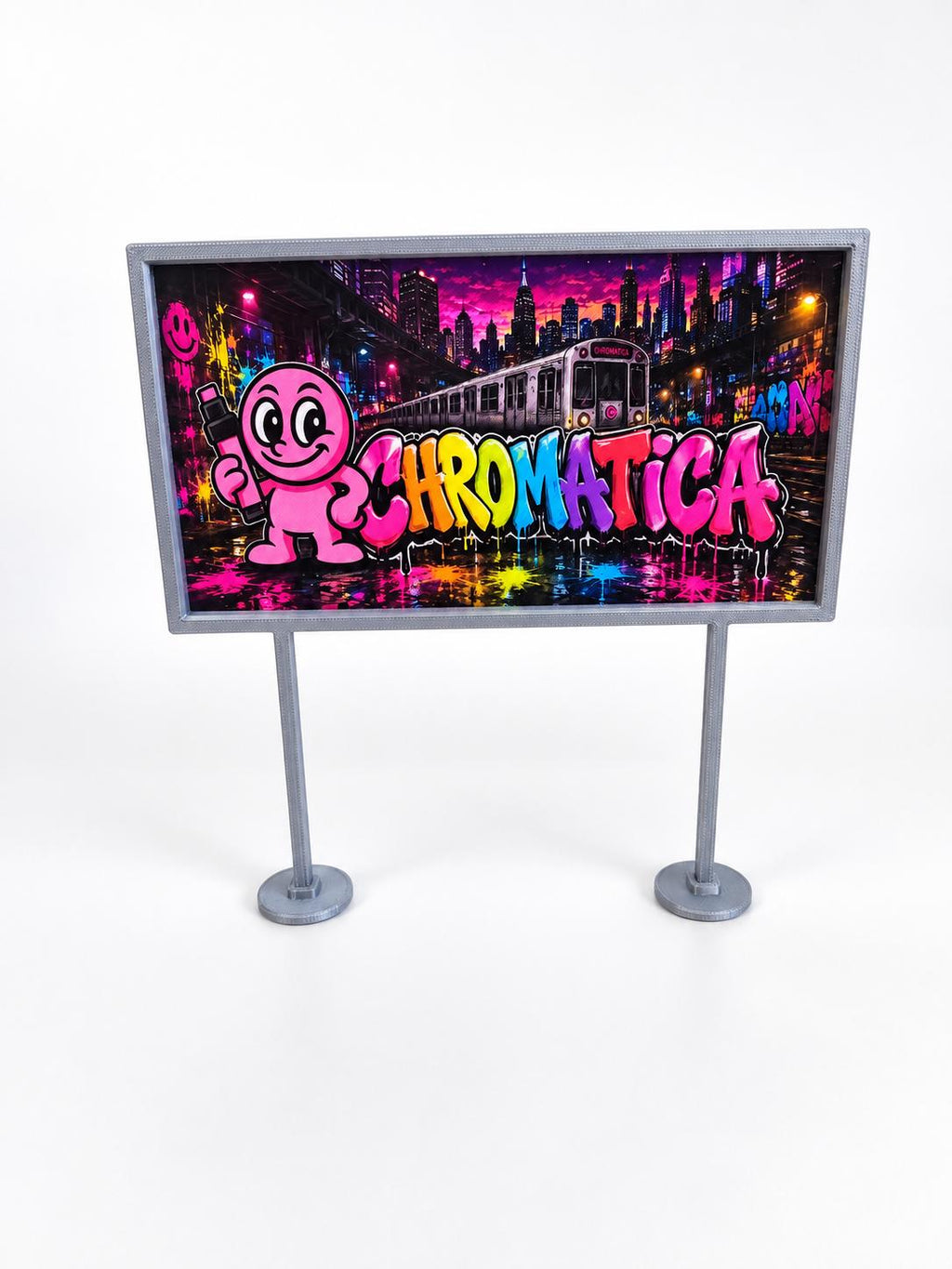 Custom UV Printed Mini Billboard, Personalized Graffiti Street Art Display, 3D Printed Kit