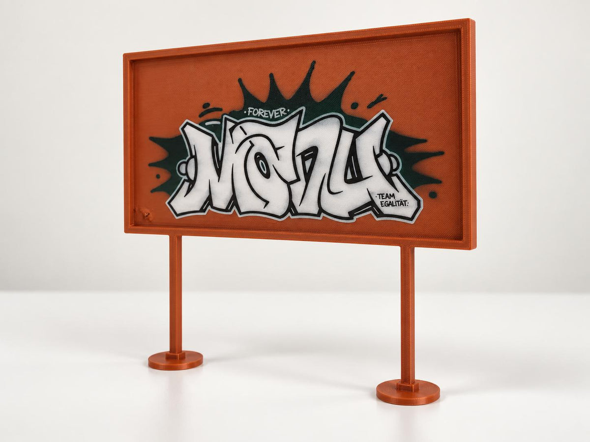 Custom UV Printed Mini Billboard, Personalized Graffiti Street Art Display, 3D Printed Kit