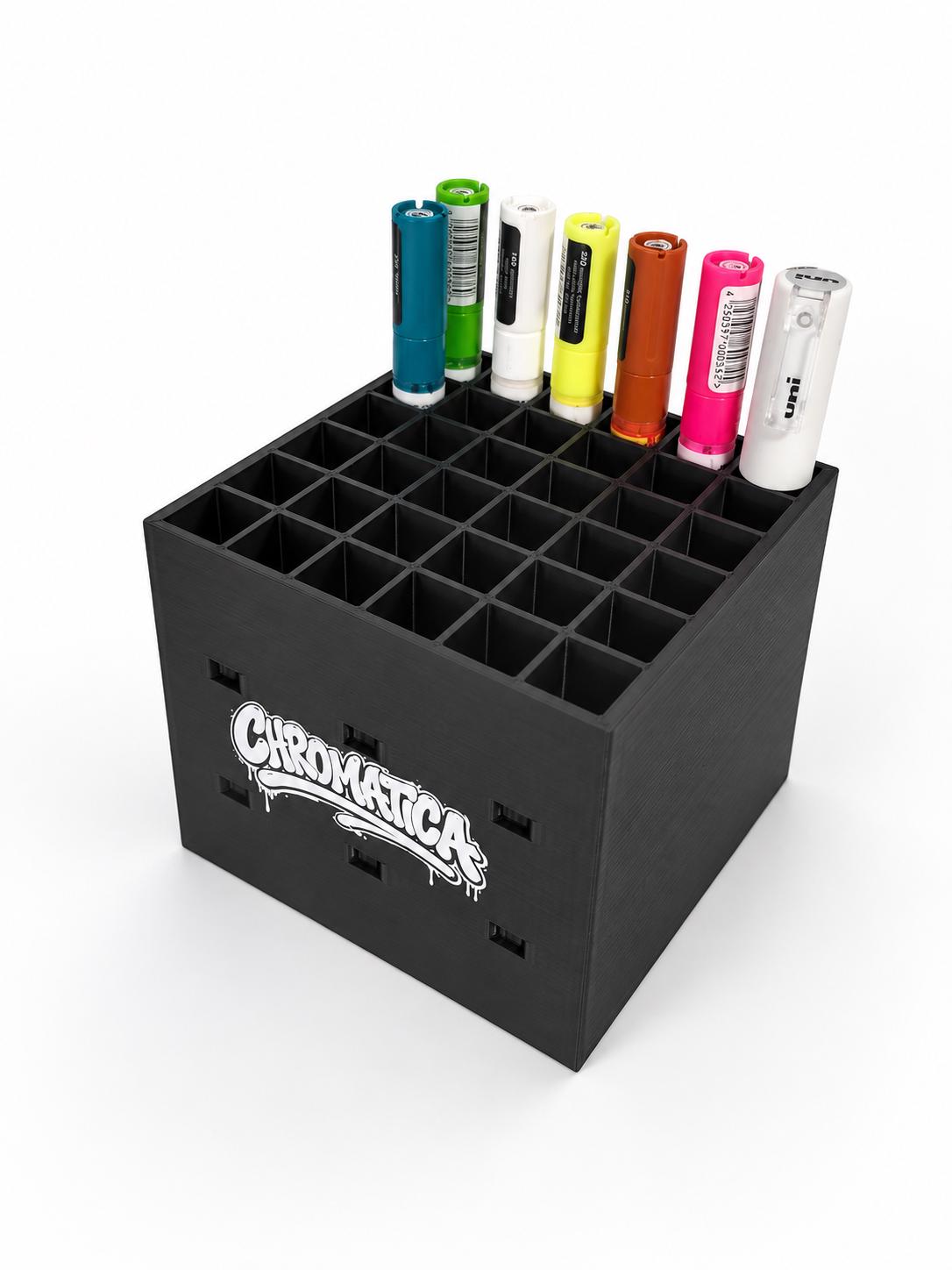 Black Marker Organizer – Modular Graffiti & Paint Marker Rack, 12/24/36 Slots