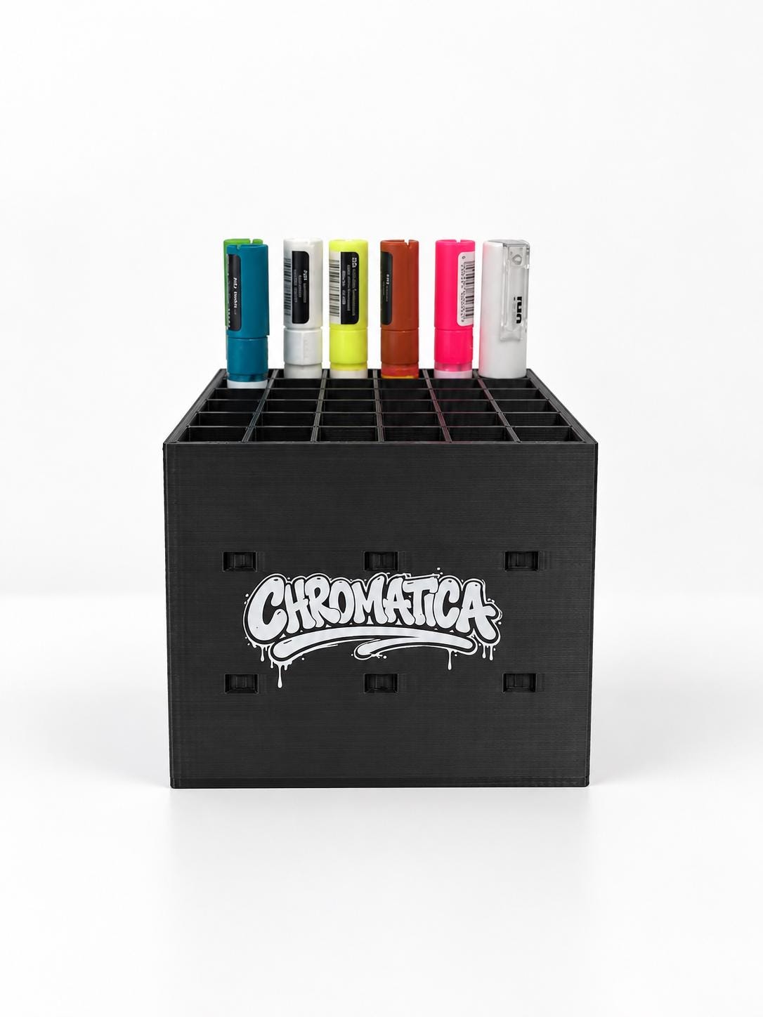 Black Marker Organizer – Modular Graffiti & Paint Marker Rack, 12/24/36 Slots
