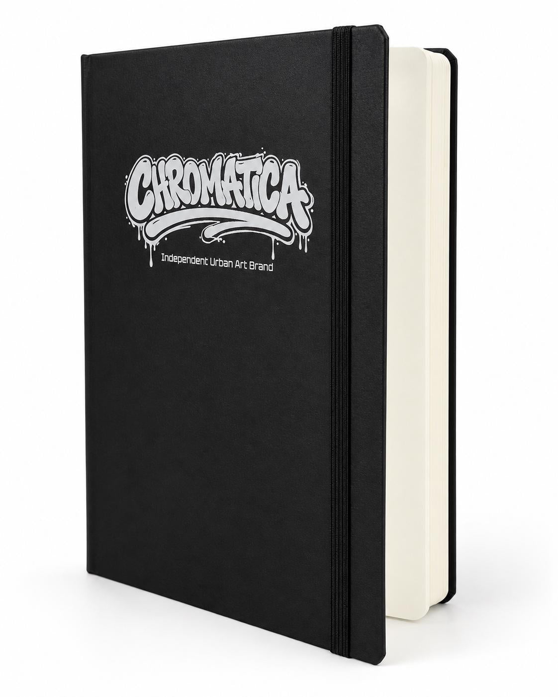 Graffiti Blackbook, 130gsm Sketchbook, Black Faux Leather Cover, Acid-Free FSC Paper