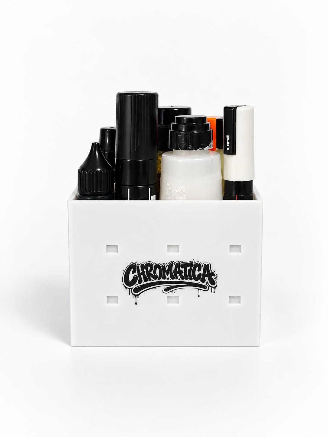 White Modular Marker Caddy – Graffiti Marker Organizer, Pen Holder, Open 3D Printed Storage