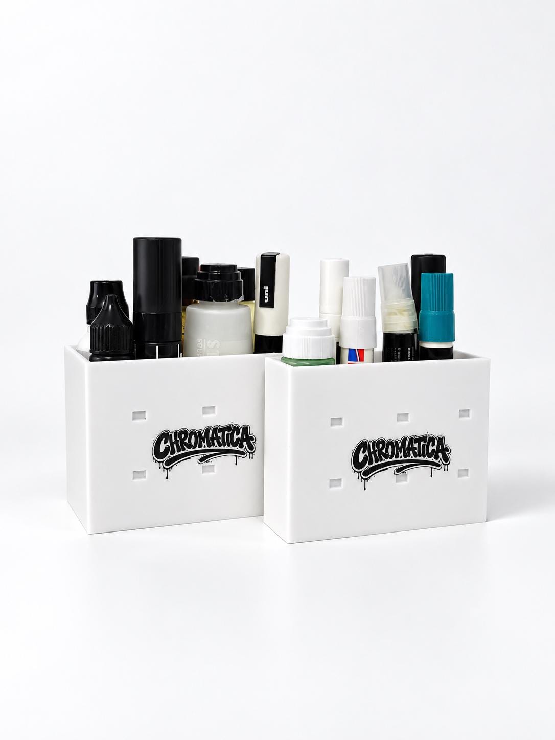 White Modular Marker Caddy – Graffiti Marker Organizer, Pen Holder, Open 3D Printed Storage