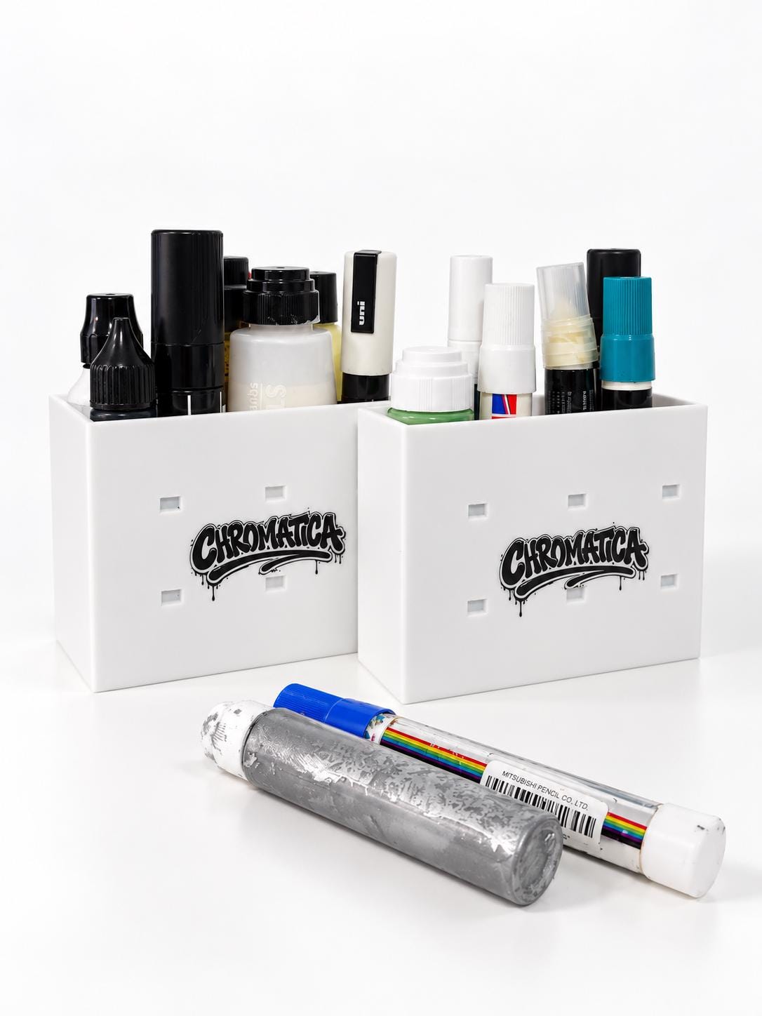 White Modular Marker Caddy – Graffiti Marker Organizer, Pen Holder, Open 3D Printed Storage