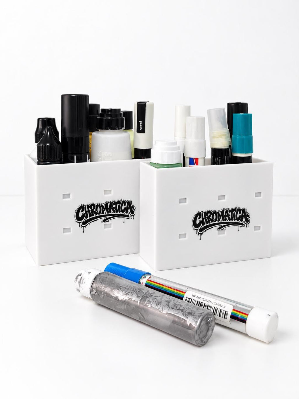 White Modular Marker Caddy – Graffiti Marker Organizer, Pen Holder, Open 3D Printed Storage