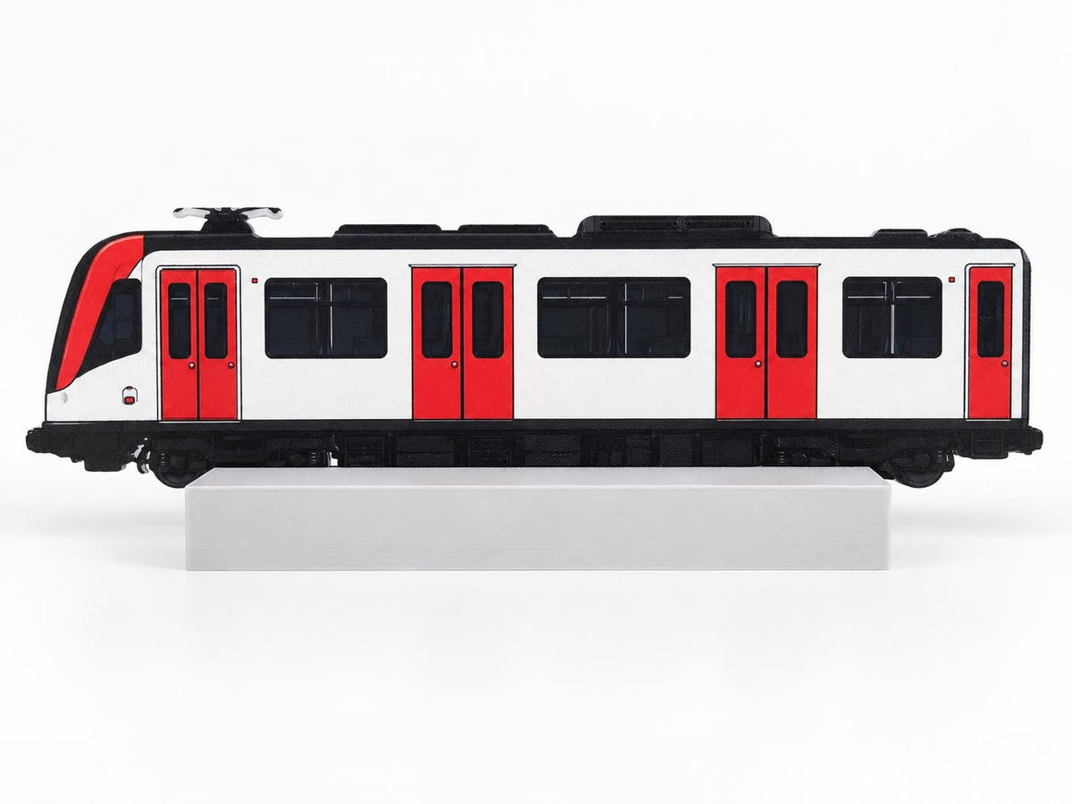 Barcelona Graffiti Practice Train, 3D Printed Urban Rail Model, Acrylic Marker Canvas, Street Art Collectible