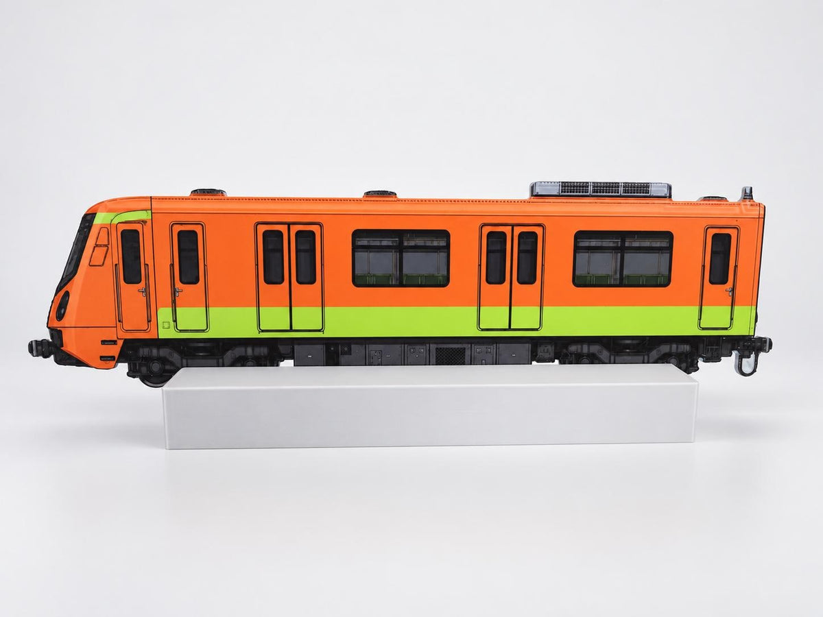 Mexico City Graffiti Practice Train, 3D Printed Metro Train Model, Acrylic Marker Canvas, Street Art Collectible