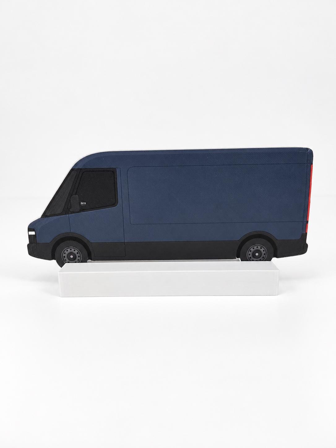 Graffiti Practice Electric Delivery Van, 3D Printed Blue Van, Paintable with Acrylic Markers, Urban Art Collectible, 20x10 cm