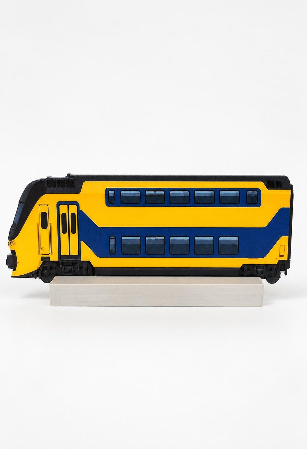 Dutch Intercity Double Decker Graffiti Practice Train, 3D Printed Passenger Train, Paintable with Acrylic Markers, Rail Art Collectible