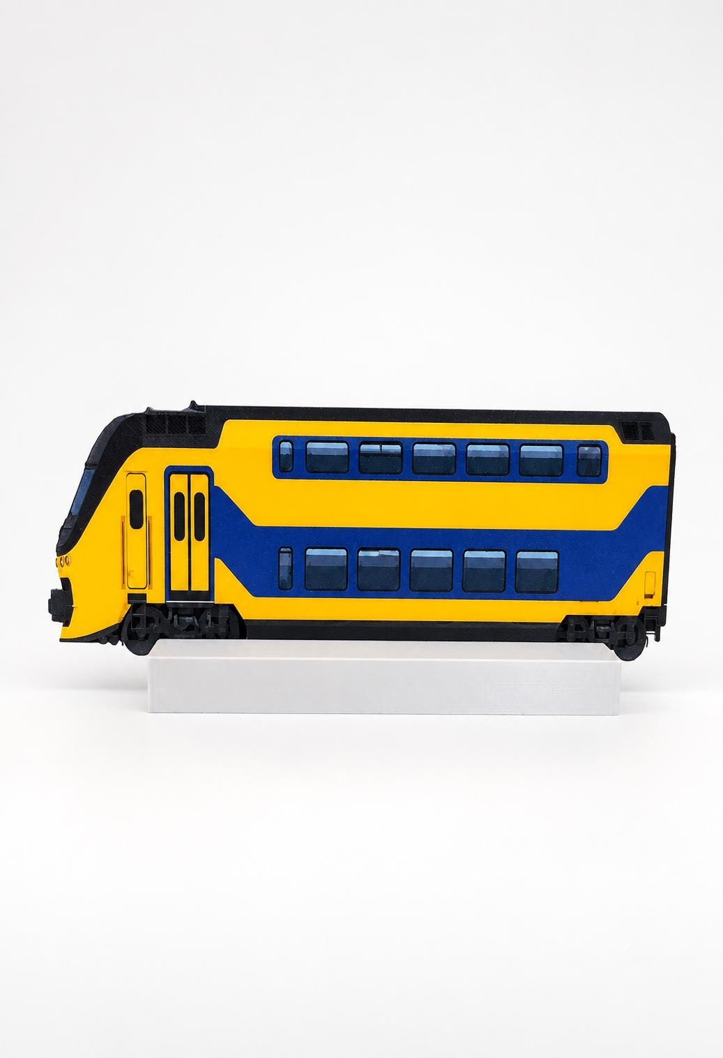 Dutch Intercity Double Decker Graffiti Practice Train, 3D Printed Passenger Train, Paintable with Acrylic Markers, Rail Art Collectible