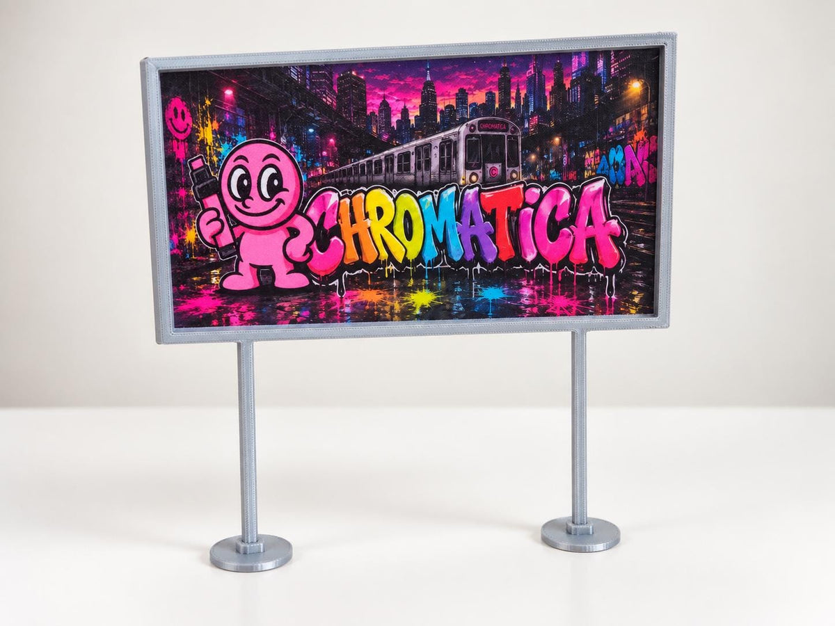 Custom UV Printed Mini Billboard, Personalized Graffiti Street Art Display, 3D Printed Kit