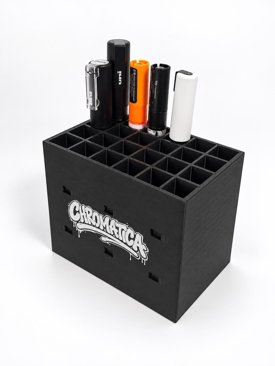 Black Marker Organizer – Modular Graffiti & Paint Marker Rack, 12/24/36 Slots