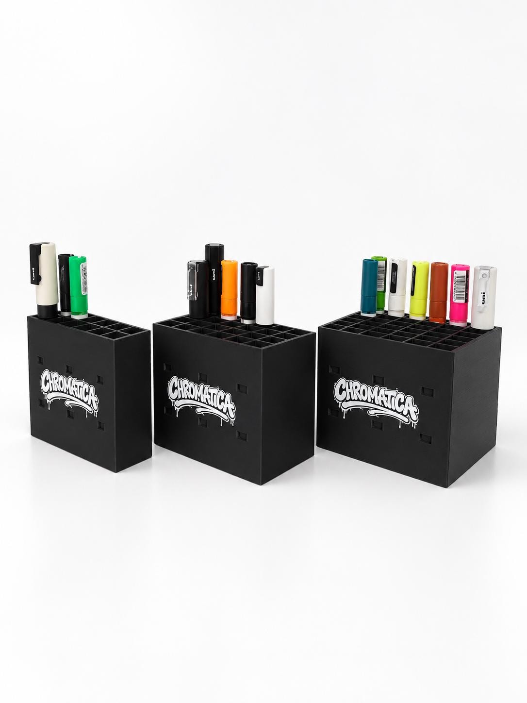 Black Marker Organizer – Modular Graffiti & Paint Marker Rack, 12/24/36 Slots