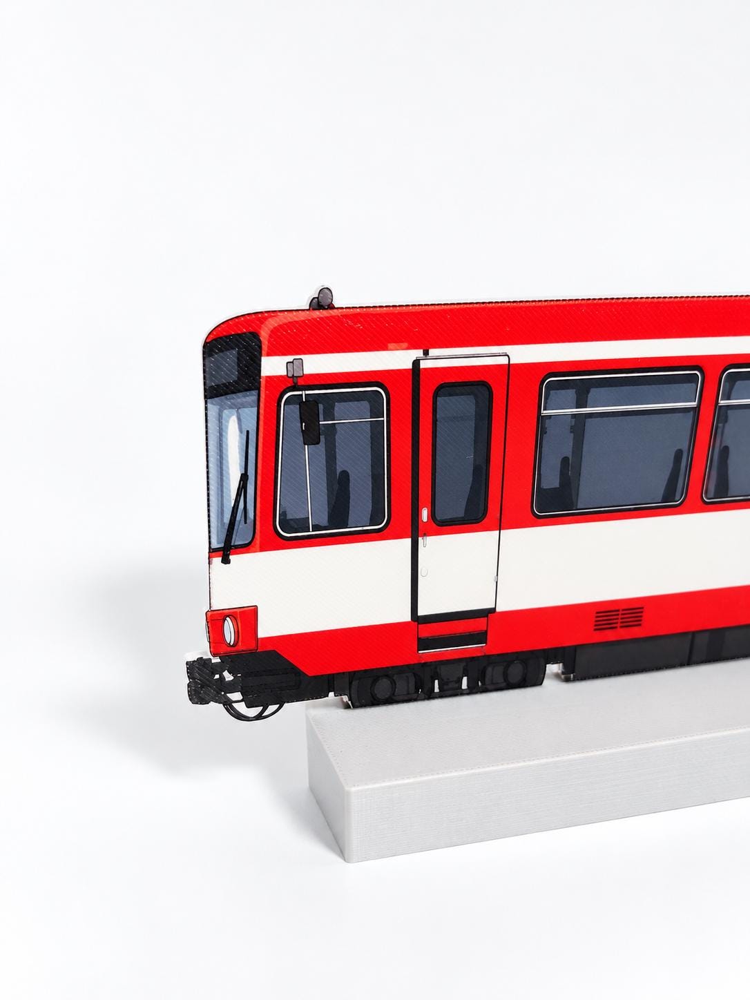 Düsseldorf Duisburg Tram Graffiti Practice Train, 3D Printed German Urban Rail, Paintable with Acrylic Markers, Rail Art, 20x10 cm