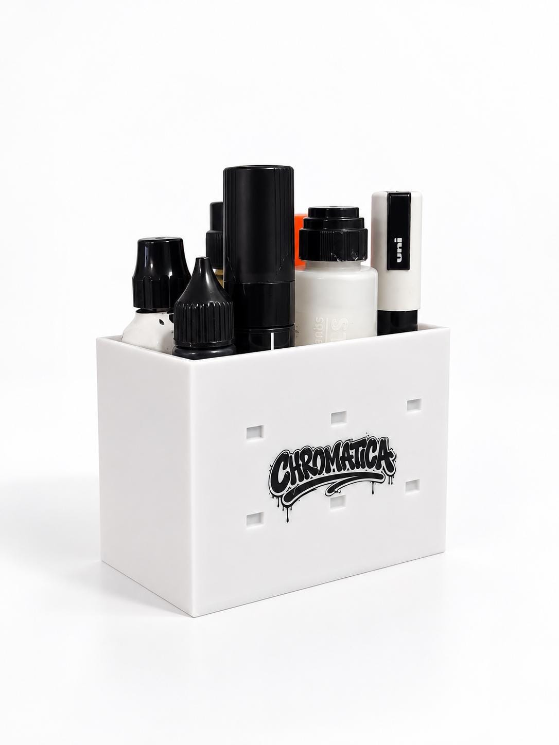 White Modular Marker Caddy – Graffiti Marker Organizer, Pen Holder, Open 3D Printed Storage