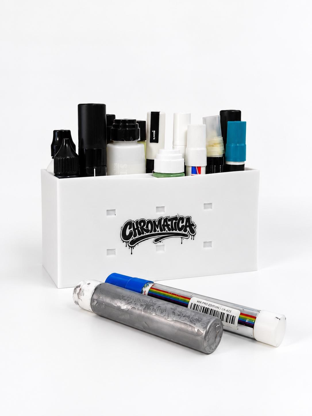 White Modular Marker Caddy – Graffiti Marker Organizer, Pen Holder, Open 3D Printed Storage