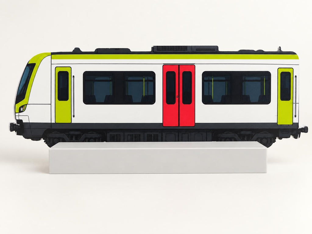 Ruhr Area Graffiti Practice Train, 3D Printed Rail Model, Acrylic Marker Canvas, Urban Art Collectible