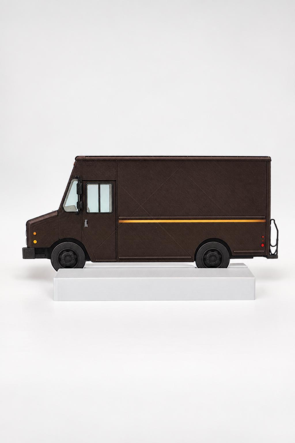 Graffiti Practice Brown Parcel Truck, 3D Printed Truck, Paintable with Acrylic Markers, Urban Art Collectible, 20x10 cm