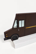 Graffiti Practice Brown Parcel Truck, 3D Printed Truck, Paintable with Acrylic Markers, Urban Art Collectible, 20x10 cm